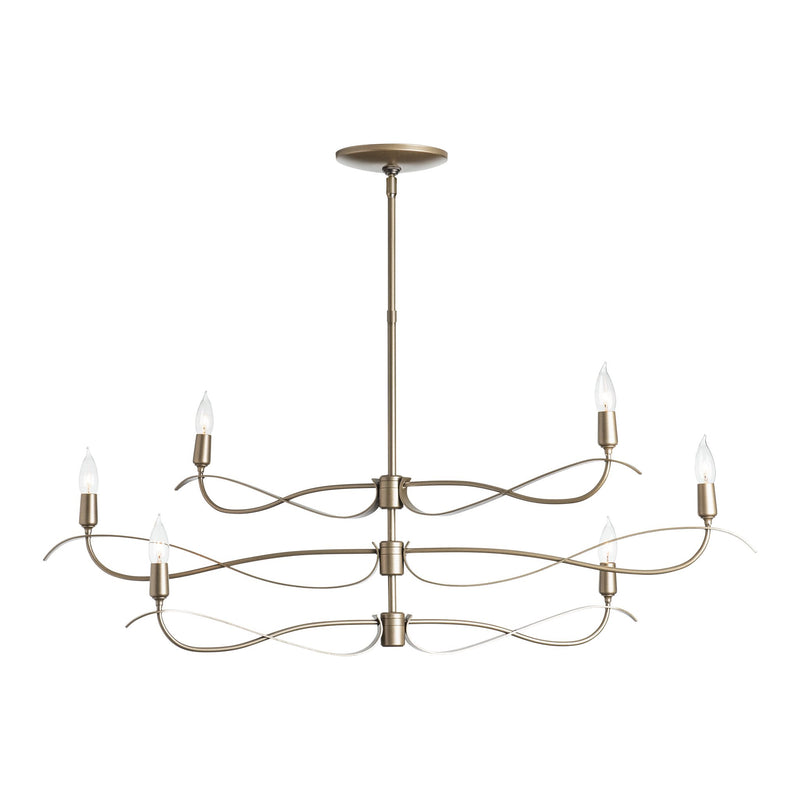 Willow 6-Light Chandelier Small, shown in Vintage Platinum, by Hubbardton Forge