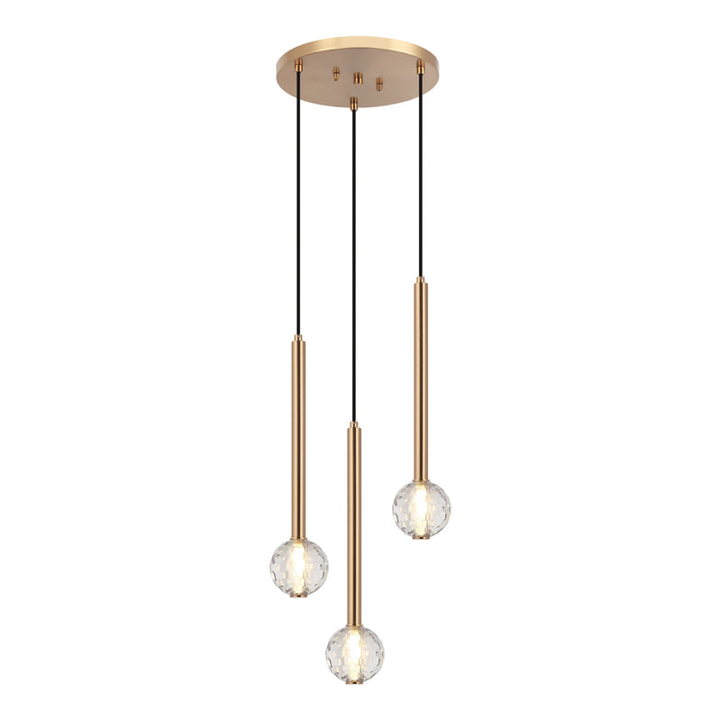Windchimer Chandelier 3 Light Aged Gold Brass