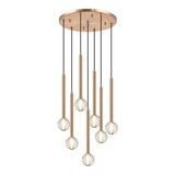 Windchimer Chandelier 7 Light Aged Gold Brass