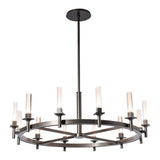 Windsor Chandelier 12 Light, shown in Dark Smoke, Frosted Glass, by Hubbardton Forge