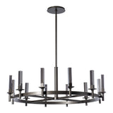 Windsor Chandelier 12 Light, shown in Dark Smoke, Mirrored Smoke, by Hubbardton Forge