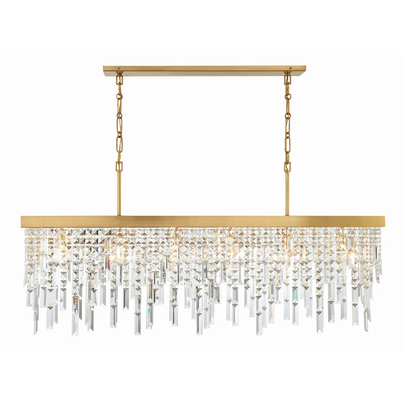 Winfield Linear Crystal Chandelier 49'' Antique Gold