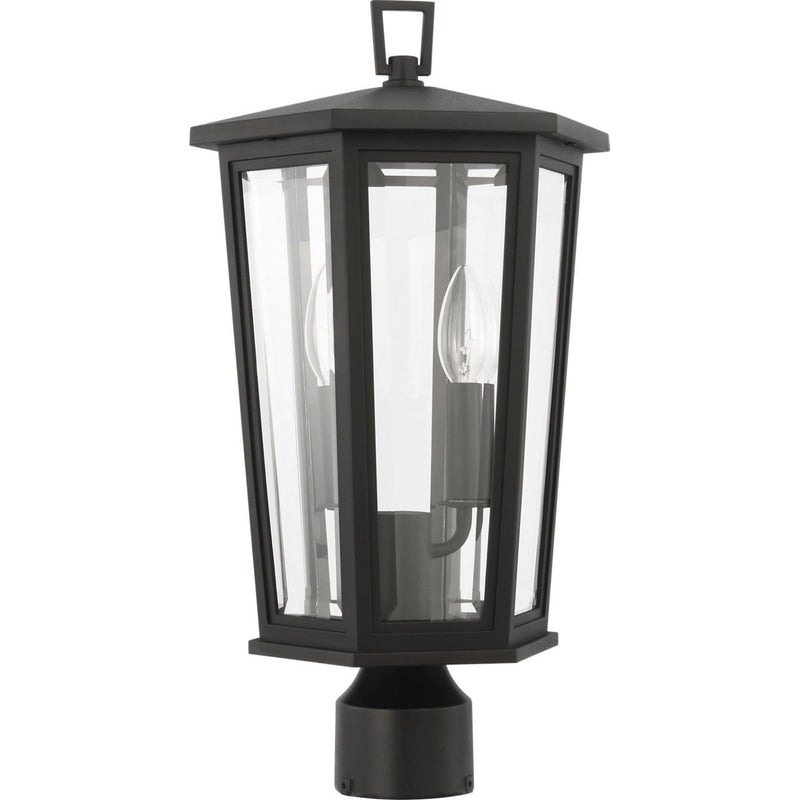 Witley Post Lantern — 10", Clear Beveled, Textured Black
