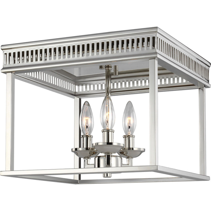 Woodruff Flushmount — 13", Polished Nickel