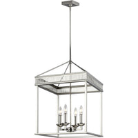 Woodruff Lantern Chandelier — 16", Polished Nickel