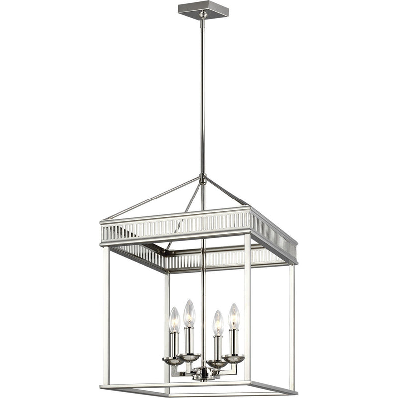 Woodruff Lantern Chandelier — 16", Polished Nickel