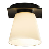 Wren Flush Mount, shown in Dark Smoke, Opal Glass, by Hubbardton Forge