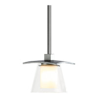 Wren Mini Pendant, shown in Dark Smoke, Clear Glass with Opal Diffuser, by Hubbardton Forge