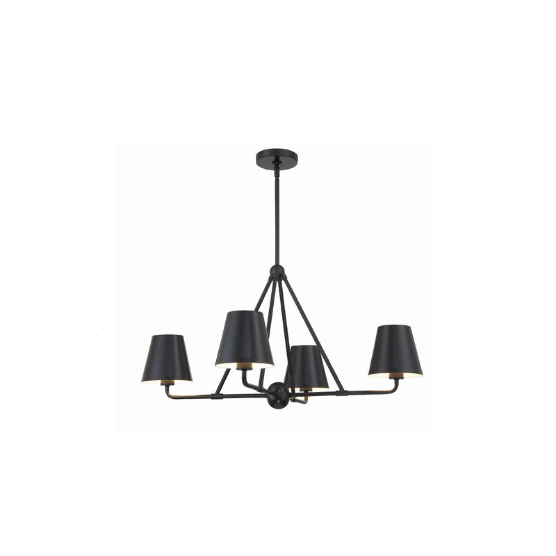 Xavier 5-Light Chandelier 31.75'' Matte Black Black & White