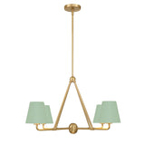 Xavier 5-Light Chandelier 31.75'' Vibrant Gold Green & White