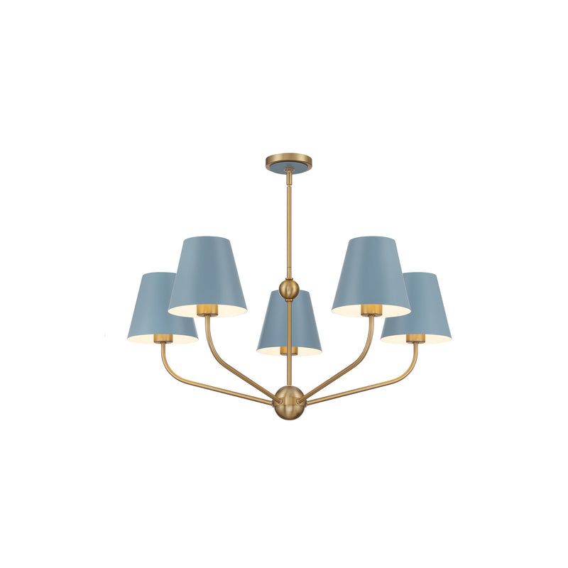 Xavier Chandelier 28" Vibrant Gold Blue & White