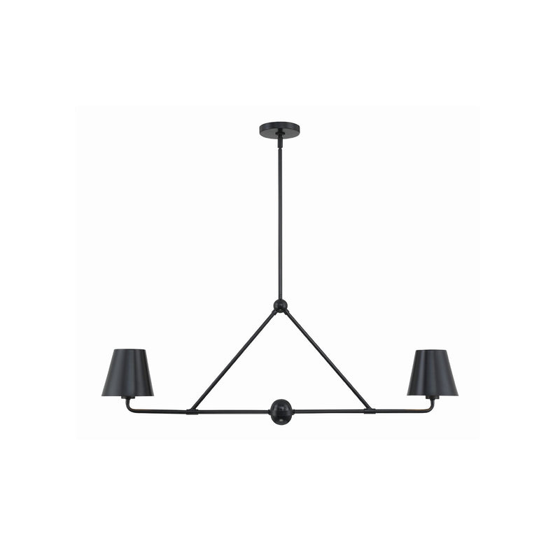 Xavier Linear Chandelier 42" Matte Black Black & White