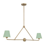 Xavier Linear Chandelier 42" Vibrant Gold Green & White