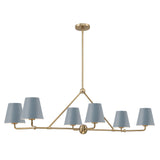 Xavier Linear Chandelier 46" Vibrant Gold Blue & White