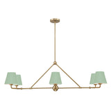 Xavier Linear Chandelier 46" Vibrant Gold Green & White