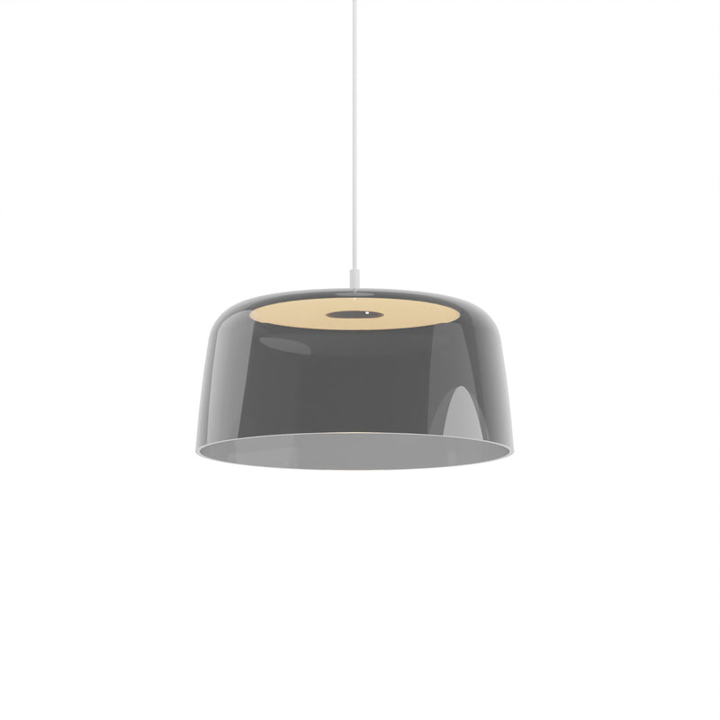 Yurei Pendant Light with Acrylic Shade By Koncept, Finish: Matte White, Color: Dark Grey Translucent