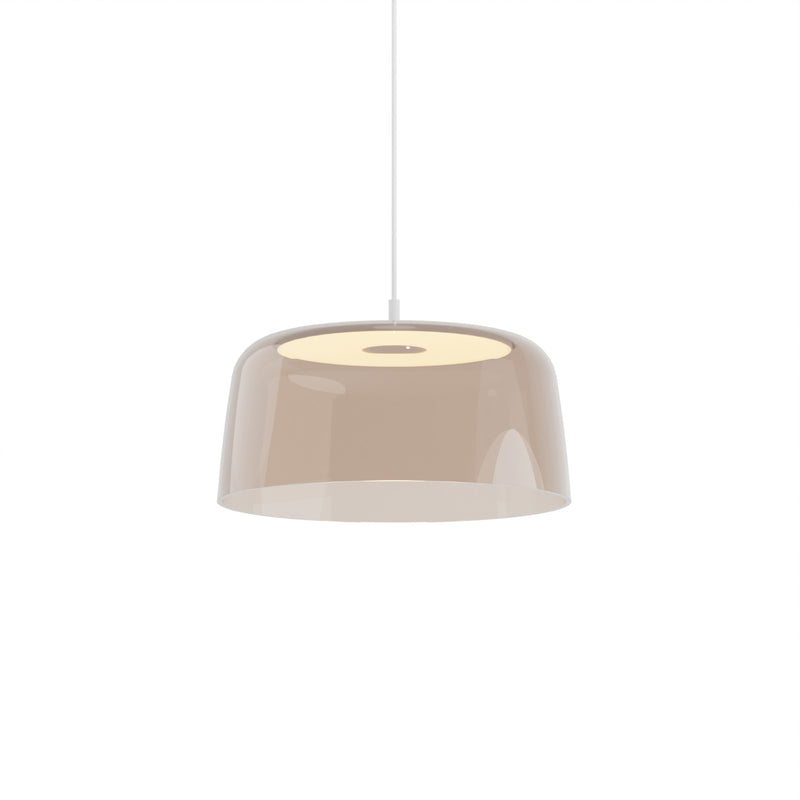 Yurei Pendant Light with Acrylic Shade By Koncept, Finish: Matte White, Color: Tea Brown Translucent