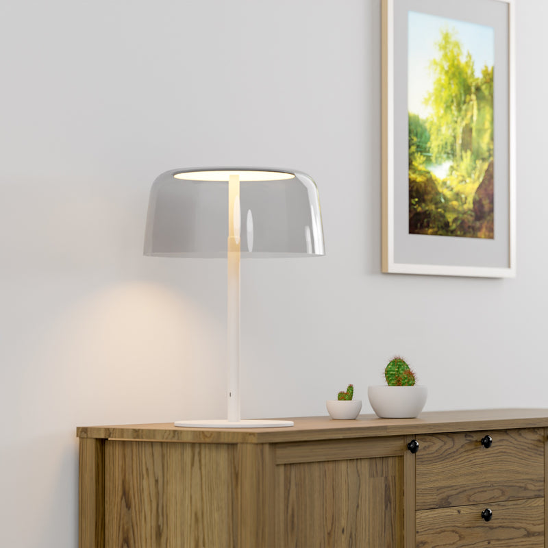 Yurei Table Lamp with Acrylic Shade By Koncept, Finish: Matte White, Color: Clear