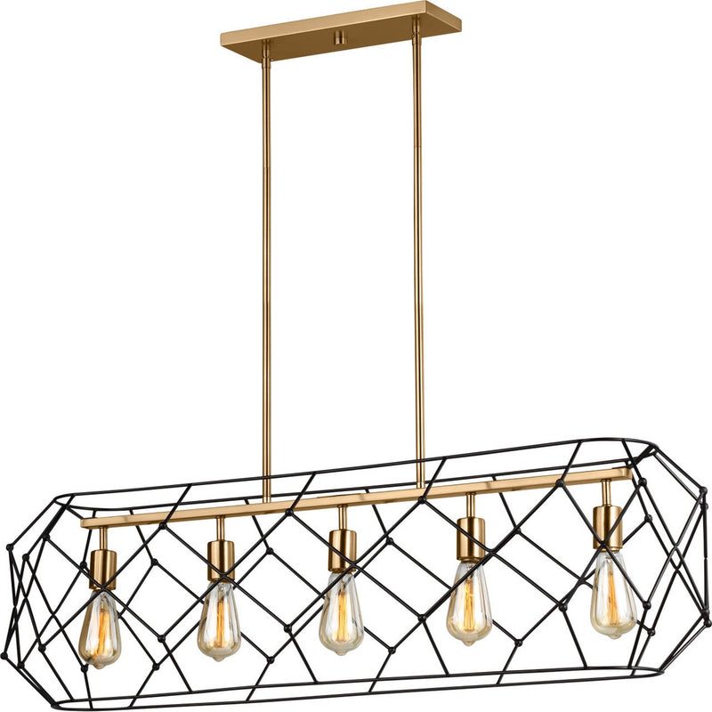 Zarra Linear Chandelier — 44", Satin Brass