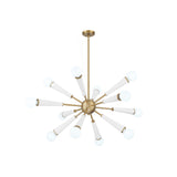 Zodiac Chandelier 34'' Aged Brass + Matte White