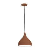 Zoe Ceramic Pendant Light by Geo Contemporary in Terracotta ceramic with a black cord, shown at full drop with its canopy