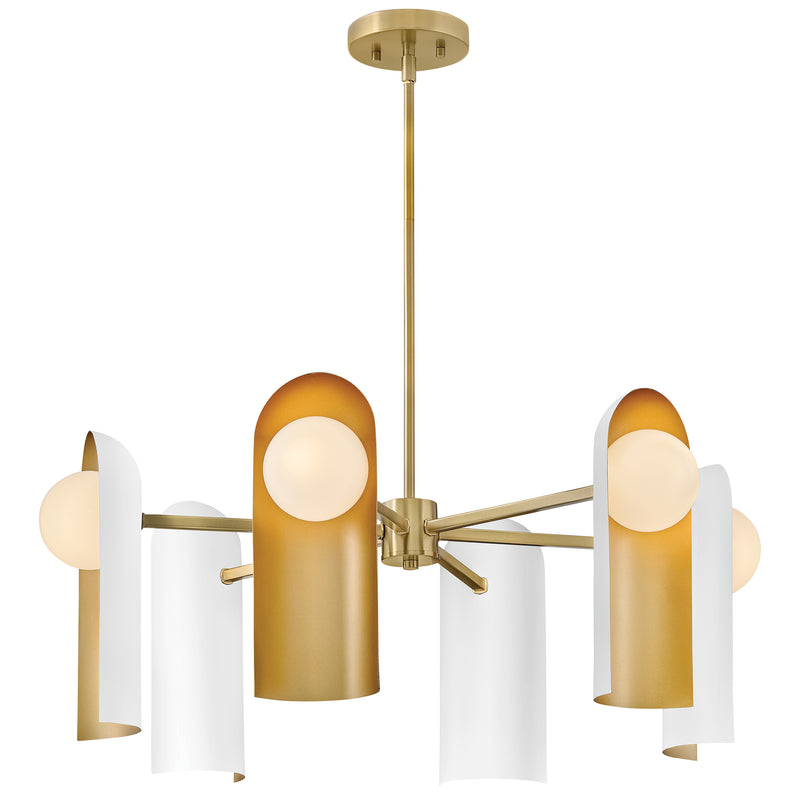 Zuri Chandelier Lacquered Brass Satin Off White By Lark Living