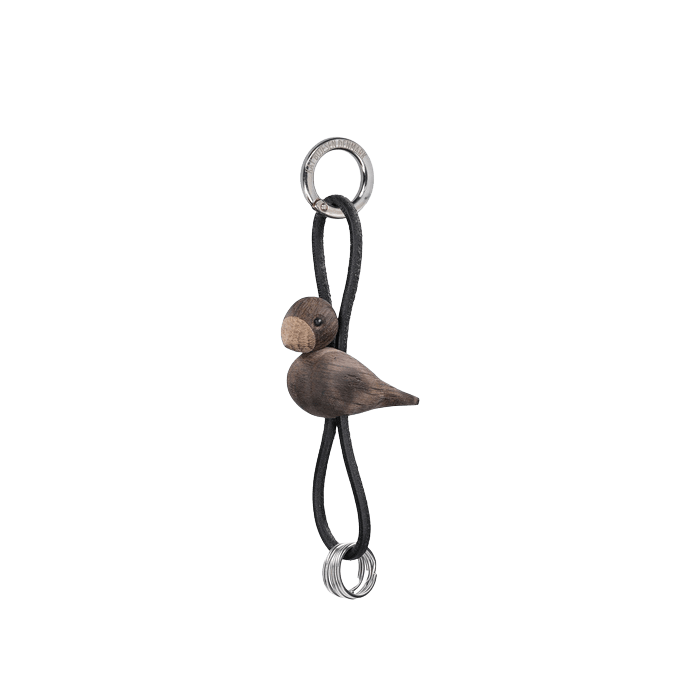 Kay Bojesen Bird Keychain, Silver/Black Leather By Kay Bojesen