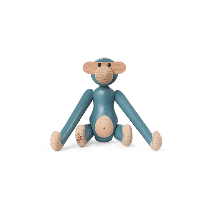 Kay Bojesen Vintage Monkey, Mini, Blue, H: 3.7" By Kay Bojesen