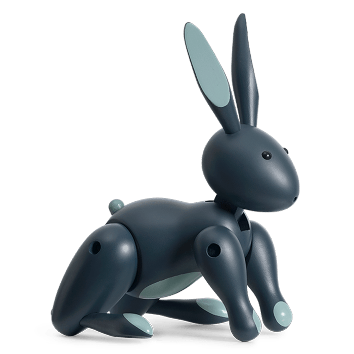 Kay Bojesen Rabbit, Painted Beech, H: 6.3" Blue By Kay Bojesen