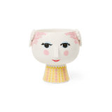 Bjørn Wiinblad Eva Flower Pot on Base, Pink/Yellow, H: 5.8" By Bjorn Wiinblad