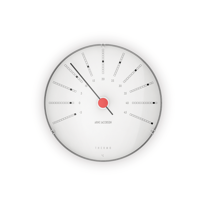 Arne Jacobsen Bankers Thermometer, White, Ø: 4.7" By Arne Jacobsen