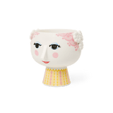 Bjørn Wiinblad Eva Flower Pot on Base, Pink/Yellow, H: 5.8" By Bjorn Wiinblad