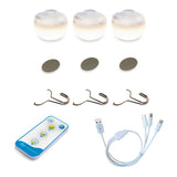Cherry Mini Portable Light (Set of 3) - contents: lights, metal plates, hooks, remote and cable