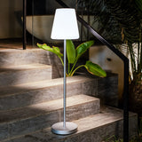 Lola Slim Solar Floor Lamp - Space Grey, on garden steps