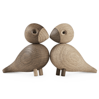 Kay Bojesen Lovebirds, Oak/Smoked Oak, H: 3.5" By Kay Bojesen