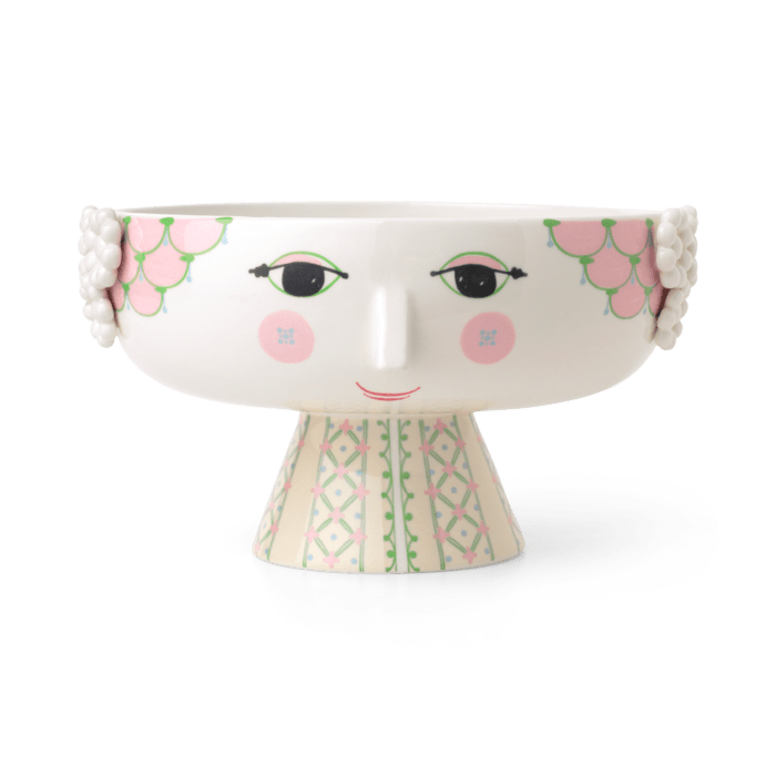 Bjørn Wiinblad Eva Bowl on Stand, Soft Pink, Ø: 9.4" By Bjorn Wiinblad