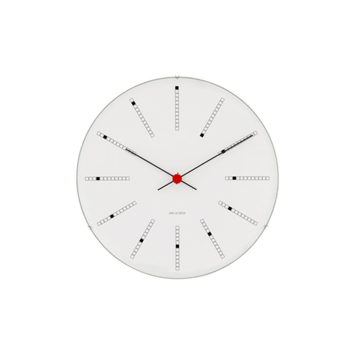 Arne Jacobsen Bankers Wall Clock, White/Black/Red, Small, Ø: 6.3 By Arne Jacobsen