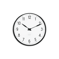 Arne Jacobsen Station Wall Clock, White/Black, Small, Ø: 6.3" By Arne Jacobsen