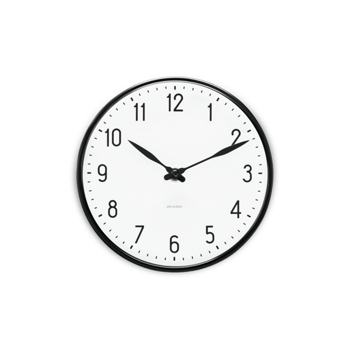 Arne Jacobsen Station Wall Clock, White/Black, Small, Ø: 6.3" By Arne Jacobsen