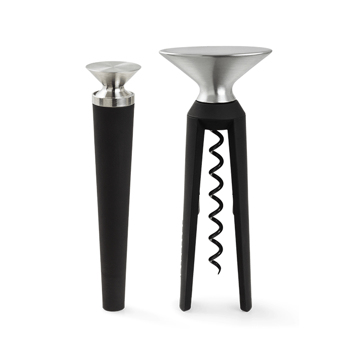 Rosendahl Grand Cru Bottle Opener and Corkscrew, Black/Steel, 2 Pcs. By Rosendahl