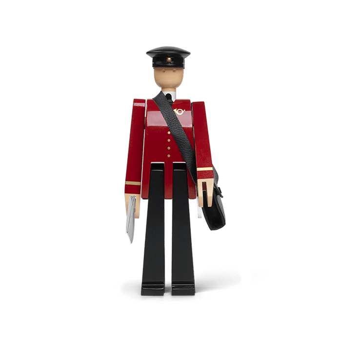 Kay Bojesen Postman, Black/Red, H: 7.9" By Kay Bojesen