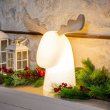 Rudy Reindeer Table Lamp - Plug In, lit with holiday greenery