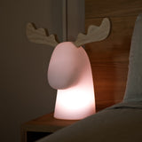 Rudy Reindeer Table Lamp - Solar and Rechargeable, pink RGB glow