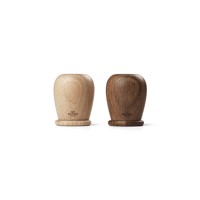 Kay Bojesen Menageri Salt and Pepper Set, Oak/Smoked Oak, H: 2.4", 2 Pcs. By Kay Bojesen