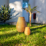 Saona Floor Lamp - on a lawn beside the table lamp