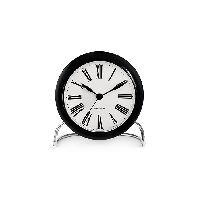 Arne Jacobsen Roman Table Clock, White/Black, Ø: 4.3" By Arne Jacobsen