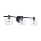 Valentina 24-inch 3-light Matte Black Vanity Light with Clear Glass Shades