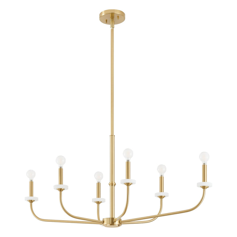 Leah 42-inch 6-light Brushed Gold and White Onyx Chandelier