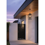 Hillside 9-inch 3-light Textured Black Exterior Pendant Light with Clear Glass