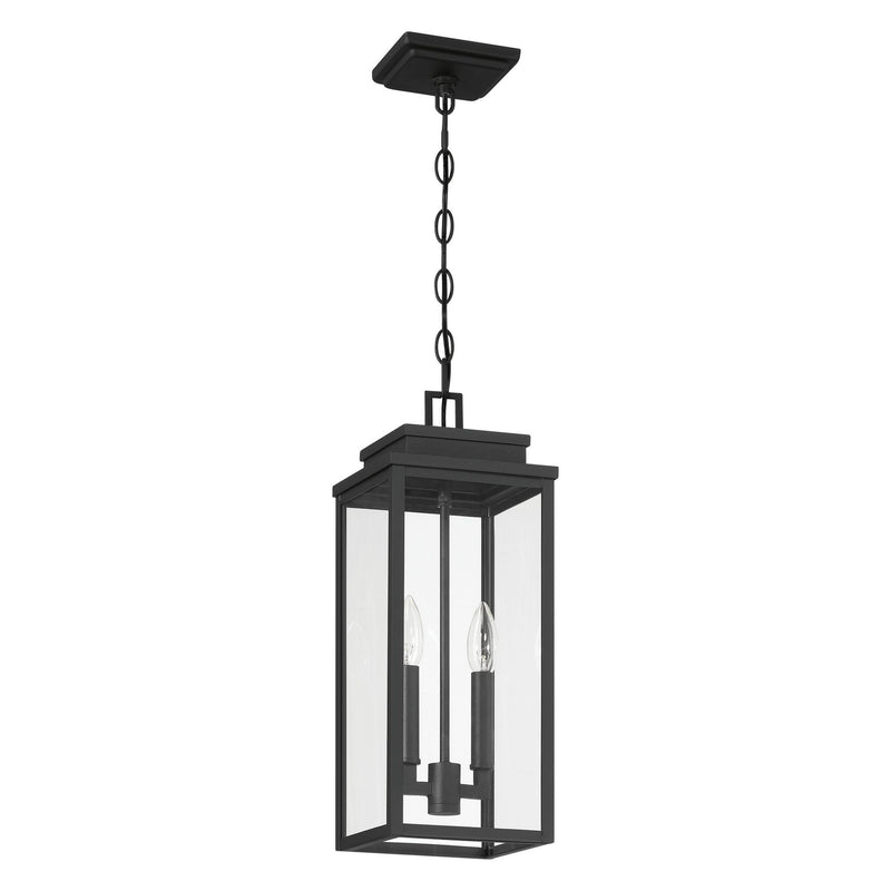 Hillside 7-inch 2-light Textured Black Exterior Pendant Light with Clear Glass
